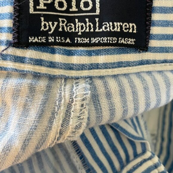 Vintage Made in USA Polo Ralph Lauren Linen Shorts Adjustable Buckle Waist 33 - Picture 2 of 10